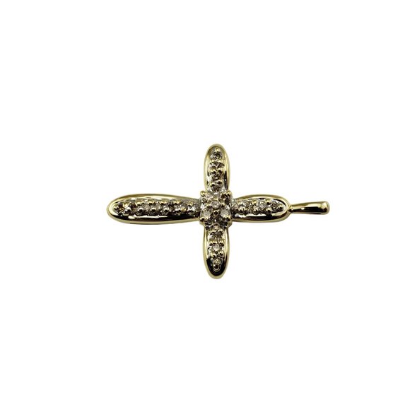 Vintage 10 Karat Yellow Gold Diamond Cross Pendant #10421 - Picture 2 of 9